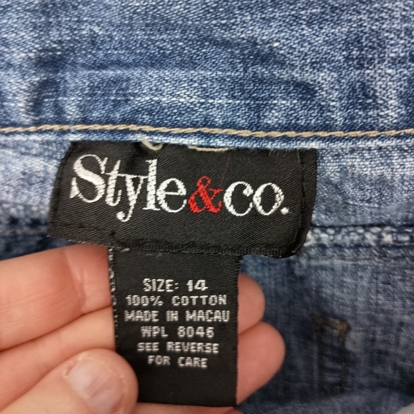 2/$30 STYLE&CO Denim Button-Front‎ Skirt (#102) - Picture 2 of 4